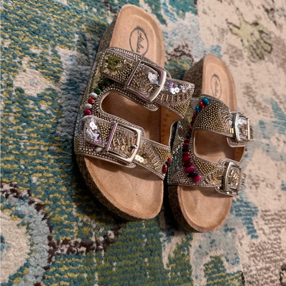 Atalina shimmer sequin sandal size 6 worn once